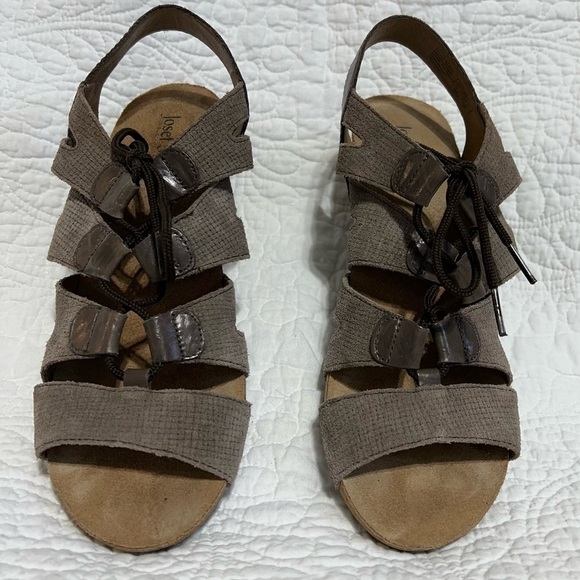 Joseph Seibel Womens Ruth 29 Taupe Leather Tie Heel Sandals, Size 39 - Picture 2 of 10